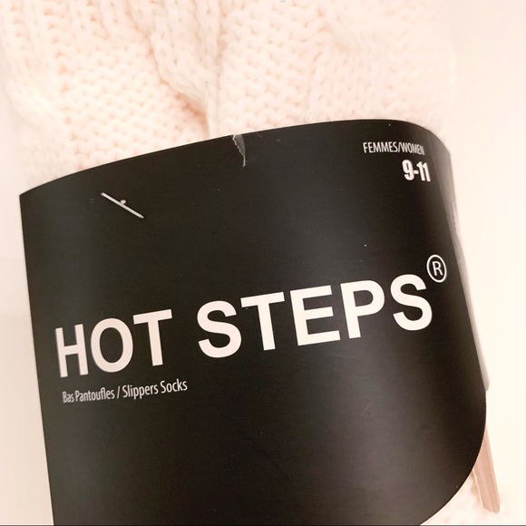 🍒2/20$ HOT STEPS Cable Knit Sherpa Lined Slippers Reading Socks NWT - Picture 6 of 9